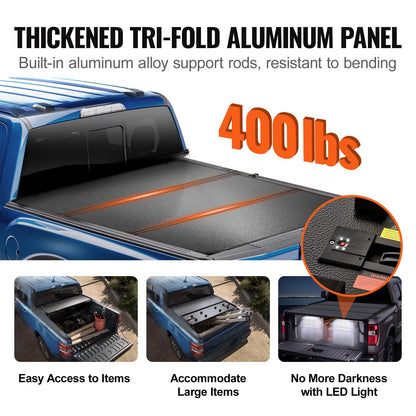 VEVOR Tri-Fold Truck Bed Tonneau Cover, Compatible with 2009-2024 Ram 1500 (19-24