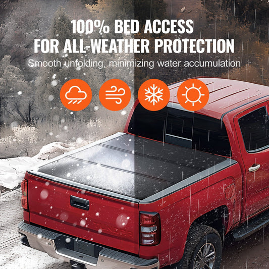 Tri-Fold Tonneau Cover for 2014-2024 Toyota Tundra, 1.7m Bed, 181kg Capacity