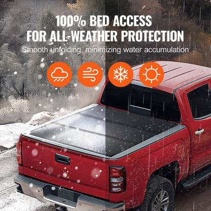 VEVOR Tri-Fold Truck Bed Tonneau Cover, Compatible with 2019-2024 Chevy Silverado