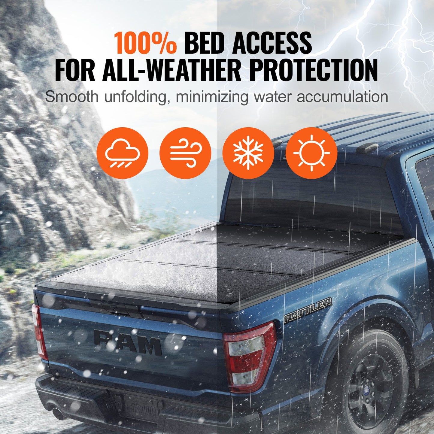 VEVOR Tri-Fold Truck Bed Tonneau Cover, Compatible with 2015-2024 Ford F-150, 2004