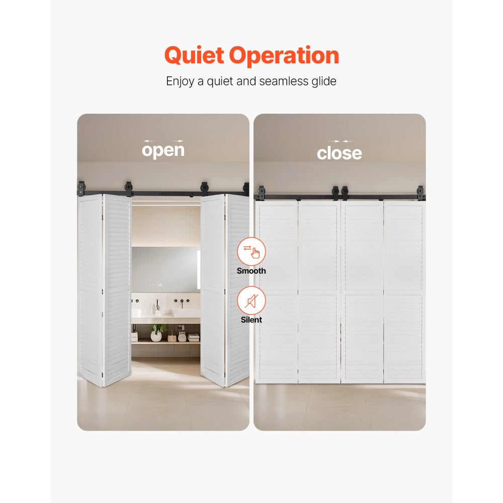 VEVOR Bi-Folding Sliding Barn Door Hardware Track Kit 64" for Four 15" Doors