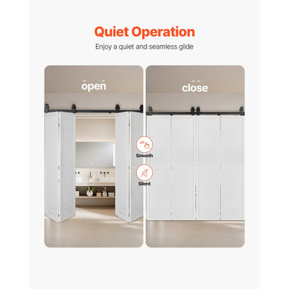 VEVOR Bi-Folding Sliding Barn Door Hardware Track Kit 64" for Four 15" Doors