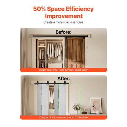 Bi-Folding Sliding Barn Door Hardware Track Kit 52" for Four 12" Doors