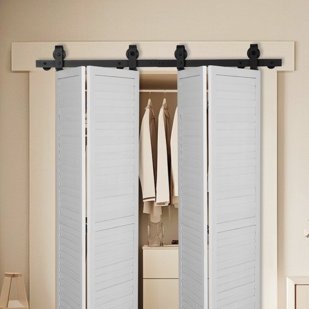 Bi-Folding Sliding Barn Door Hardware Track Kit 52" for Four 12" Doors