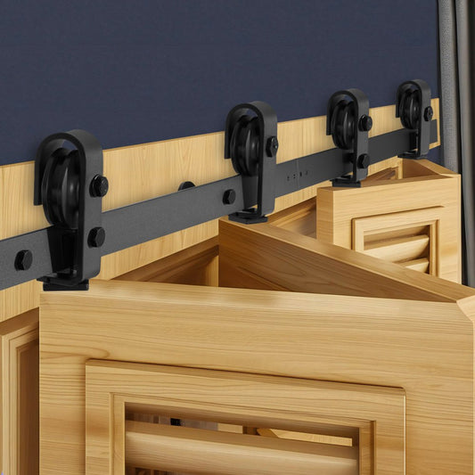 Bi-Folding Sliding Barn Door Hardware Track Kit 52" for Four 12" Doors