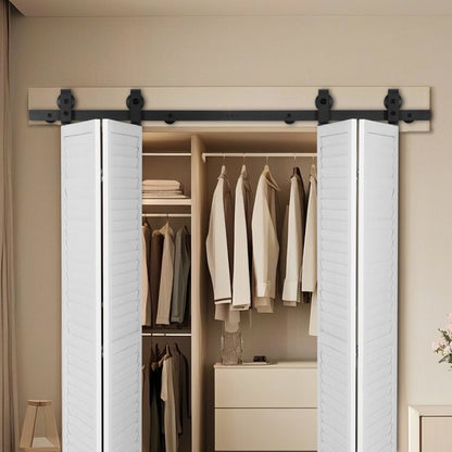 Bi-Folding Sliding Barn Door Hardware Track Kit 60" for Four 14" Doors