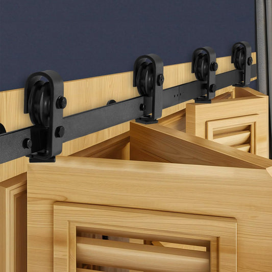 Bi-Folding Sliding Barn Door Hardware Track Kit 60" for Four 14" Doors