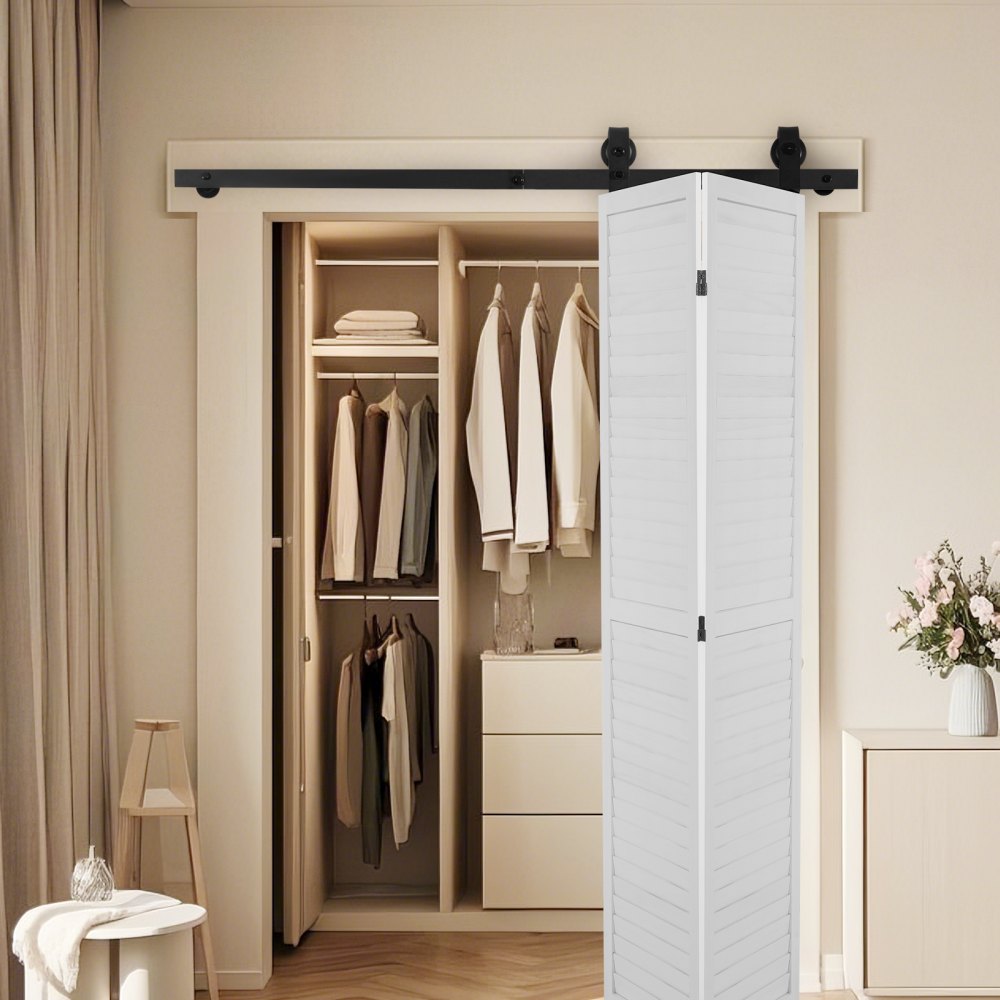 VEVOR Bi-Folding Sliding Barn Door Hardware Track Kit 52" for Two 24" Doors