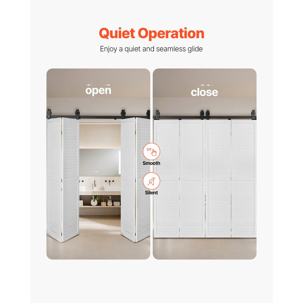 VEVOR Bi-Folding Sliding Barn Door Hardware Track Kit 76" for Four 18" Doors