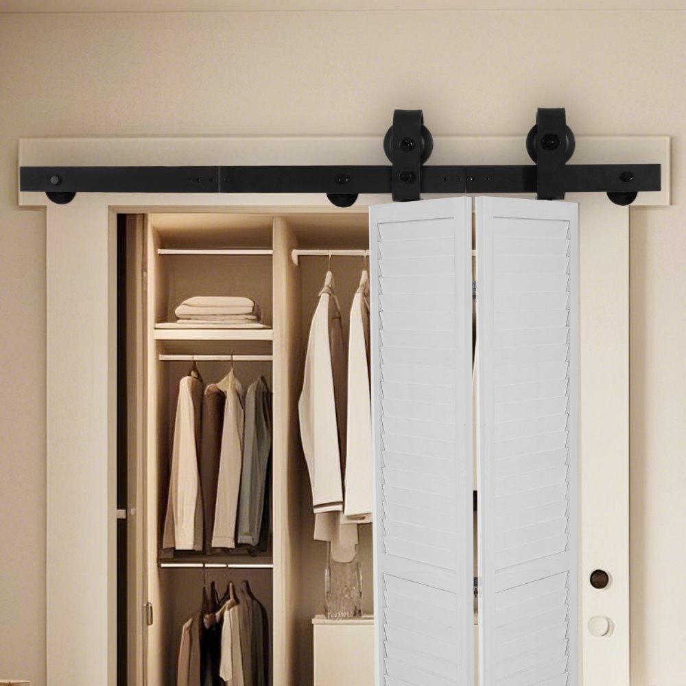 Bi-Folding Sliding Barn Door Hardware Track Kit 36" for Two 16" Doors