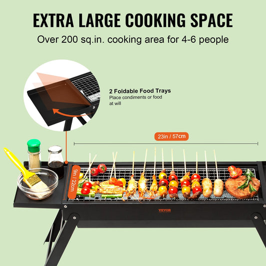 Foldable Compact Charcoal Grill for Outdoor Camping and Travel (85x23.7x30 cm)