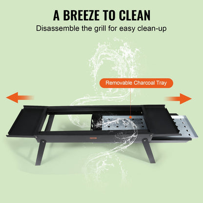 Foldable Compact Charcoal Grill for Outdoor Camping and Travel (85x23.7x30 cm)