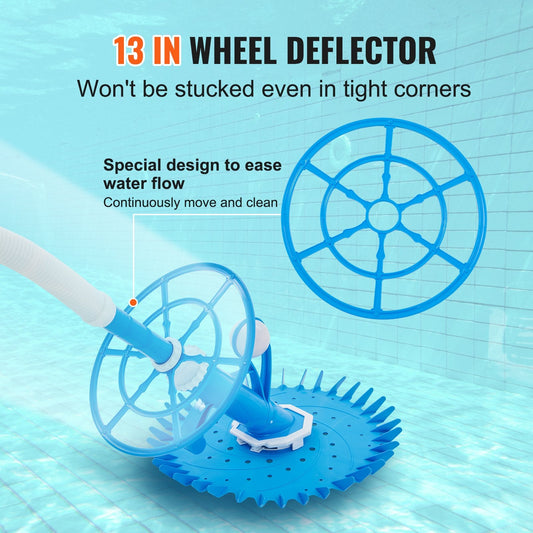 Automatic Pool Vacuum Cleaner with Low Noise and Extra Diaphragm, 8m Hoses