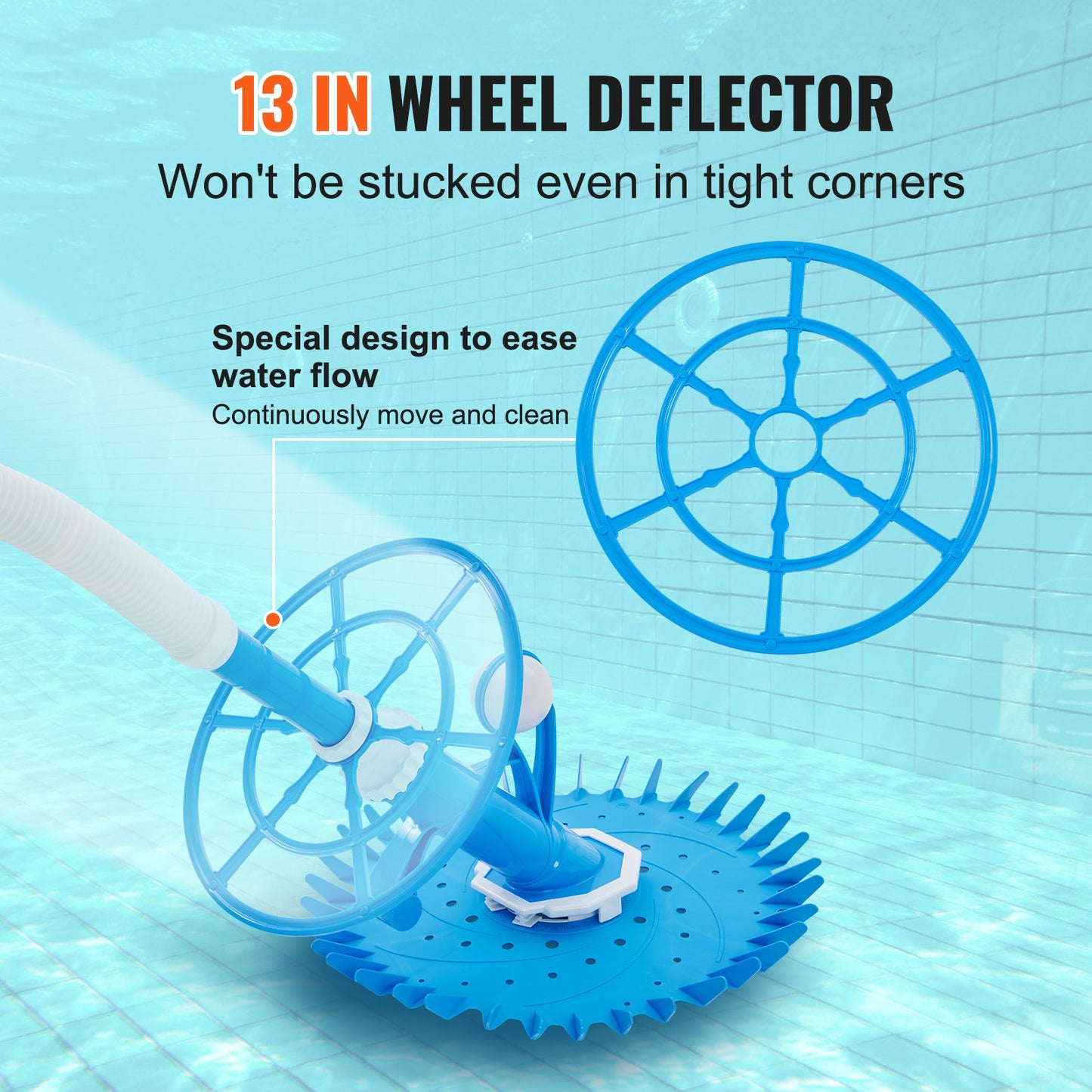 VEVOR Automatic Suction Pool Cleaner, Low Noise Pool Vacuum Cleaner with Extra Diaphragm,