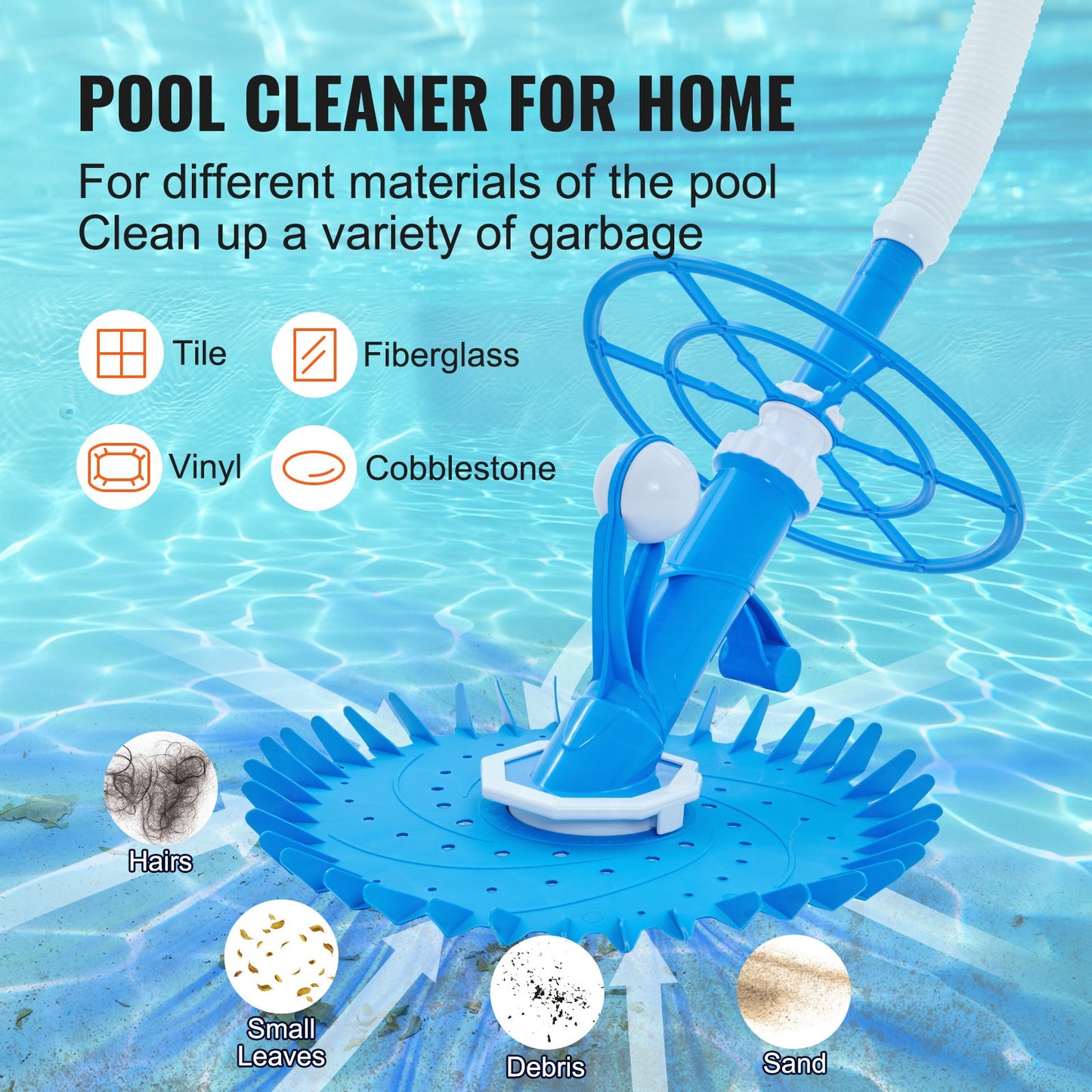 VEVOR Automatic Suction Pool Cleaner, Low Noise Pool Vacuum Cleaner with Extra Diaphragm,