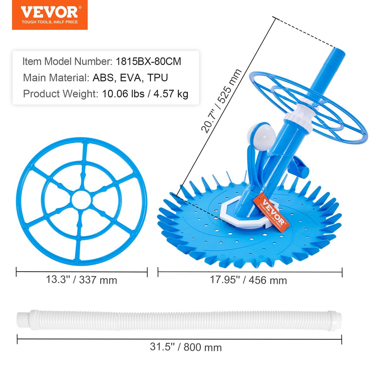 VEVOR Automatic Suction Pool Cleaner, Low Noise Pool Vacuum Cleaner with Extra Diaphragm,
