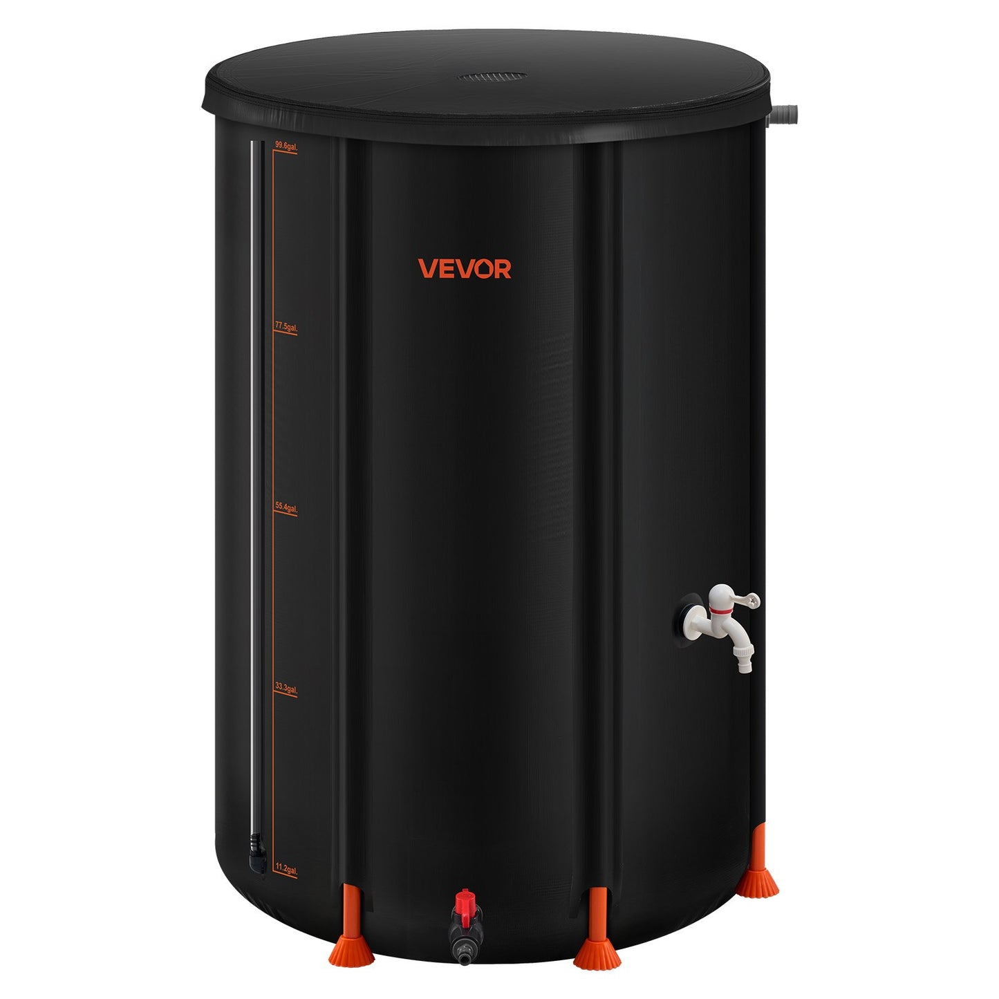 Collapsible Rain Barrel, 380 L Portable Rain Water Collection Barrel, 1000D PVC Rainwater Collection System, Garden Water Catcher Tank Storage Container with Spigot & Overflow Kit, Black