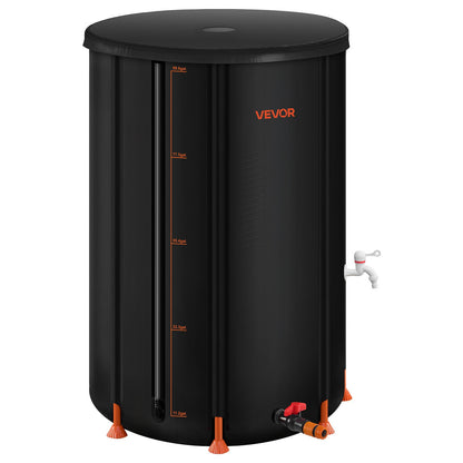 Collapsible Rain Barrel, 380 L Portable Rain Water Collection Barrel, 1000D PVC Rainwater Collection System, Garden Water Catcher Tank Storage Container with Spigot & Overflow Kit, Black