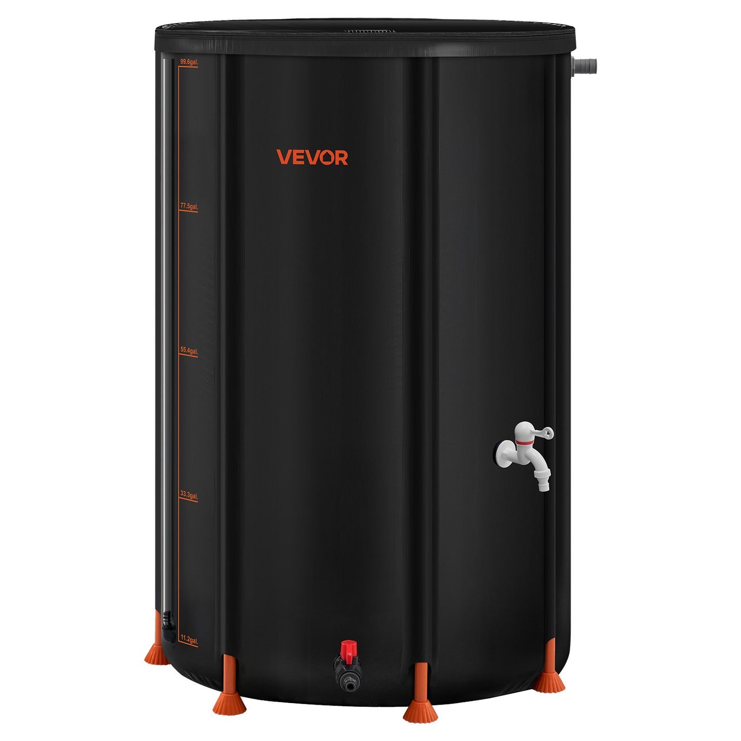 Collapsible Rain Barrel, 380 L Portable Rain Water Collection Barrel, 1000D PVC Rainwater Collection System, Garden Water Catcher Tank Storage Container with Spigot & Overflow Kit, Black