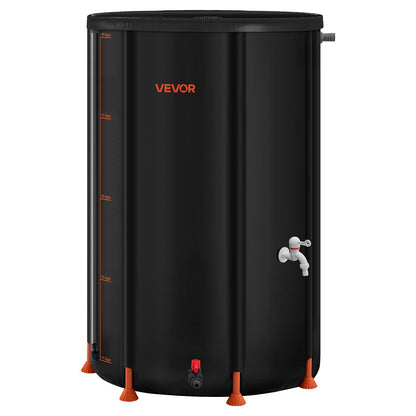 Collapsible Rain Barrel, 380 L Portable Rain Water Collection Barrel, 1000D PVC Rainwater Collection System, Garden Water Catcher Tank Storage Container with Spigot & Overflow Kit, Black