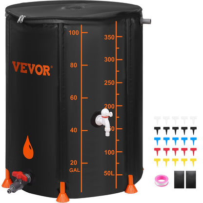 VEVOR Collapsible Rain Barrel, 100 Gallon Large Capacity, PVC Rainwater Collection