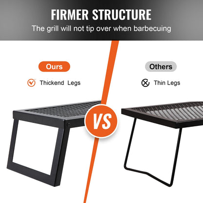 Portable Folding Campfire Grill with Steel Fire Pit for Outdoor BBQ and Picnics