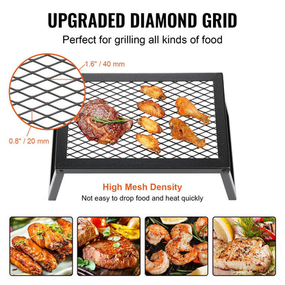 Portable Folding Campfire Grill with Steel Fire Pit for Outdoor BBQ and Picnics