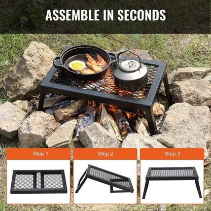 Portable Folding Campfire Grill with Steel Fire Pit for Outdoor BBQ and Picnics