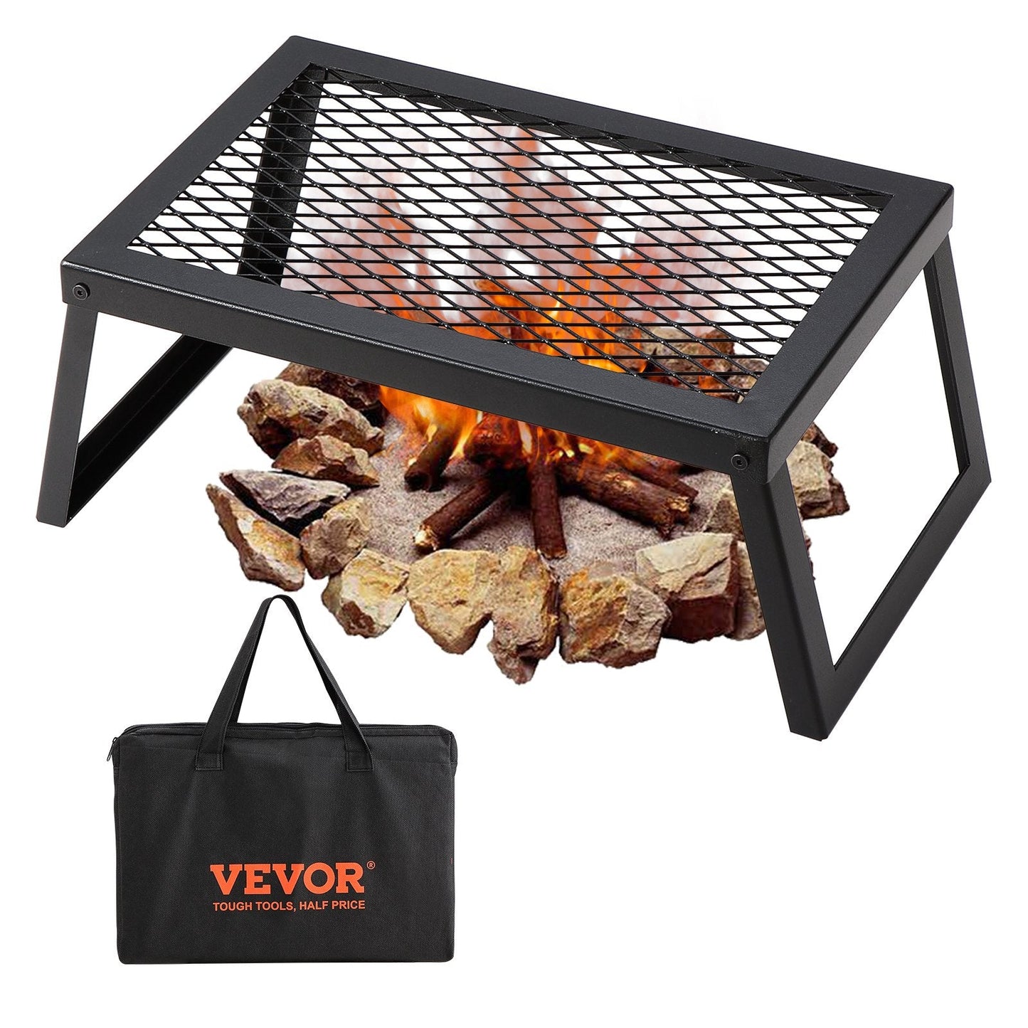 Portable Folding Campfire Grill with Steel Fire Pit for Outdoor BBQ and Picnics