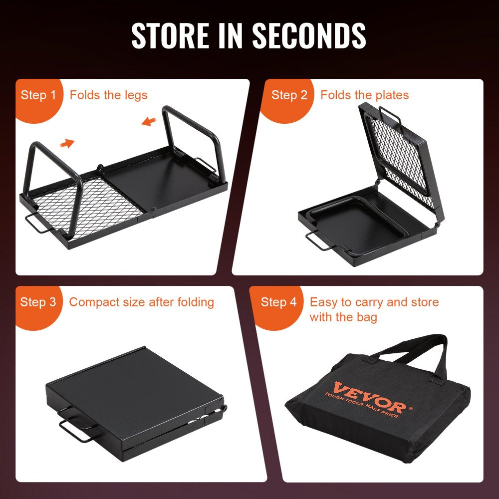 VEVOR Folding Campfire Grill Portable Camping Fire Pit Steel Outdoor BBQ Picnic