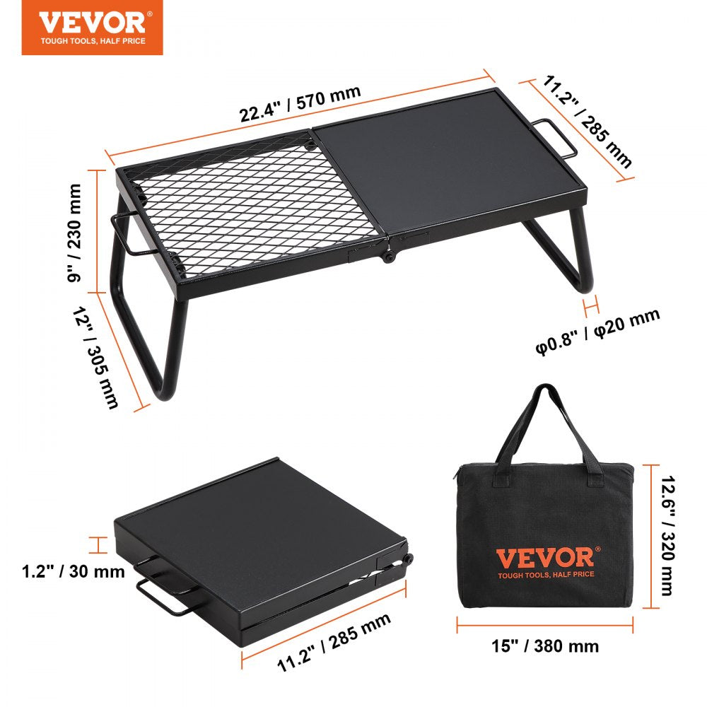 VEVOR Folding Campfire Grill Portable Camping Fire Pit Steel Outdoor BBQ Picnic