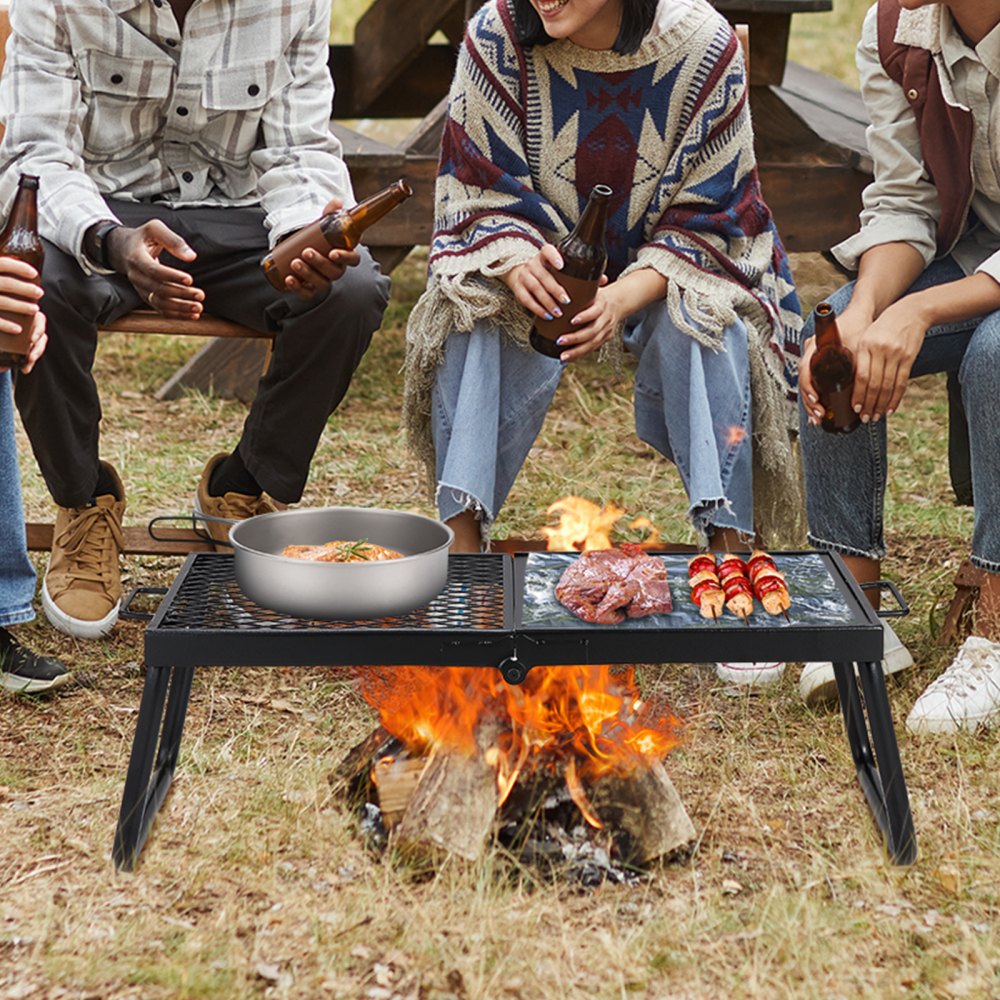 VEVOR Folding Campfire Grill Portable Camping Fire Pit Steel Outdoor BBQ Picnic