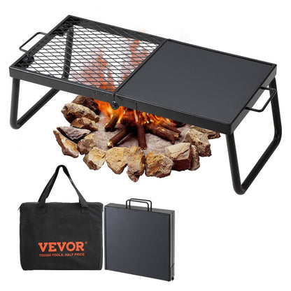 VEVOR Folding Campfire Grill Portable Camping Fire Pit Steel Outdoor BBQ Picnic