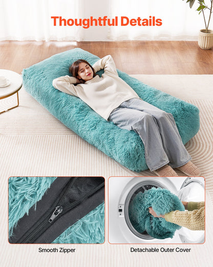 VEVOR Bean Bag Chair with Removable & Washable Cover for Adult Fluffy Plush Blue