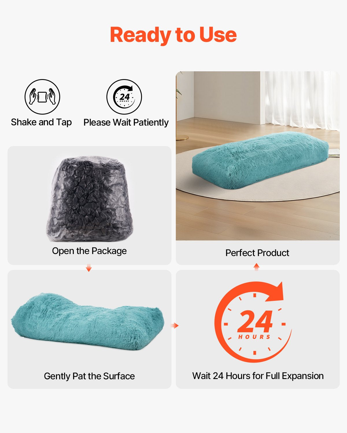 VEVOR Bean Bag Chair with Removable & Washable Cover for Adult Fluffy Plush Blue