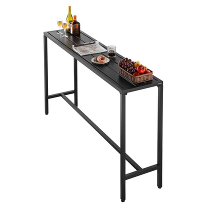 Outdoor Bar Table, 160 x 37.5 cm Patio Bar Table, Waterproof Top & Sturdy Metal Frame, Rectangle Counter Height Dining Tables, Outdoor Furniture for Balcony, Yard, Hot Tub, Poolside, Indoor