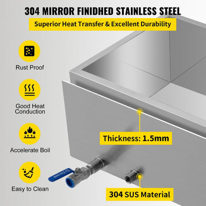 Stainless Steel Maple Syrup Evaporator Pan with Valve, 0.76x0.41x0.24m, 12.7 kg