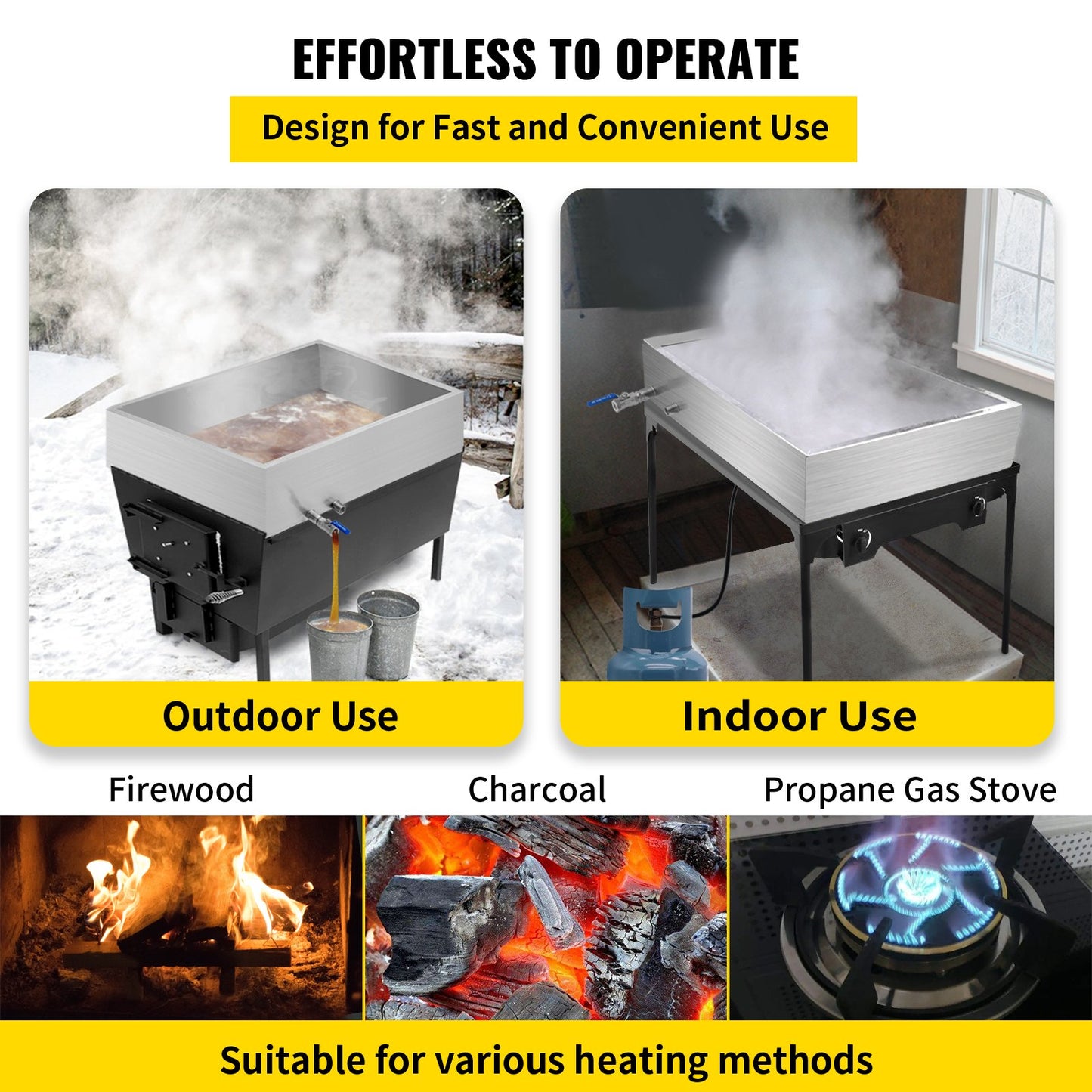 VEVOR Maple Syrup Evaporator Pan 76x41x24 cm Stainless Steel Maple Syrup Boiling
