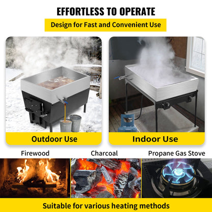 VEVOR Maple Syrup Evaporator Pan 76x41x24 cm Stainless Steel Maple Syrup Boiling