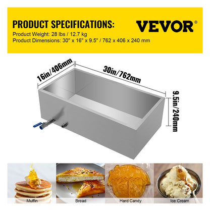 Stainless Steel Maple Syrup Evaporator Pan with Valve, 0.76x0.41x0.24m, 12.7 kg