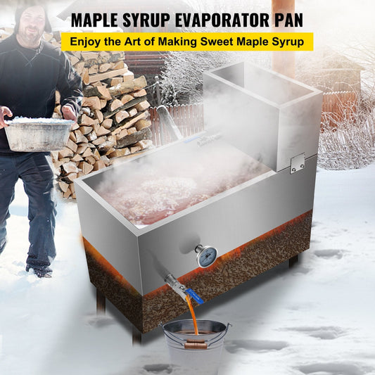 Thick 1.5mm stainless steel syrup boiling pan provides rust resistance, durability, and efficient heat transfer