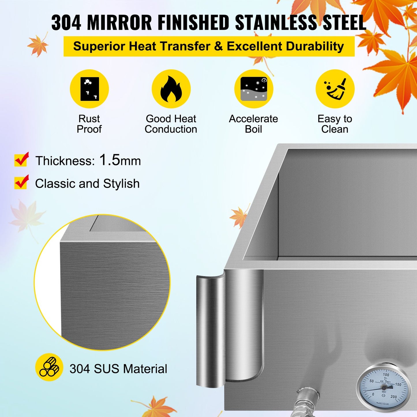 VEVOR Maple Syrup Evaporator Pan 30x16x19 Inch Stainless Steel Maple Syrup Boiling
