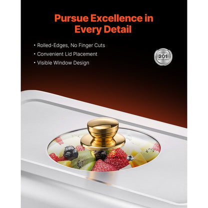 VEVOR 4 Qt 2 Pack Rectangle Chafing Dish Buffet Set Halfsize Pan Stainless Steel