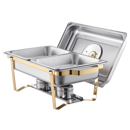 VEVOR 4 Qt 2 Pack Rectangle Chafing Dish Buffet Set Halfsize Pan Stainless Steel