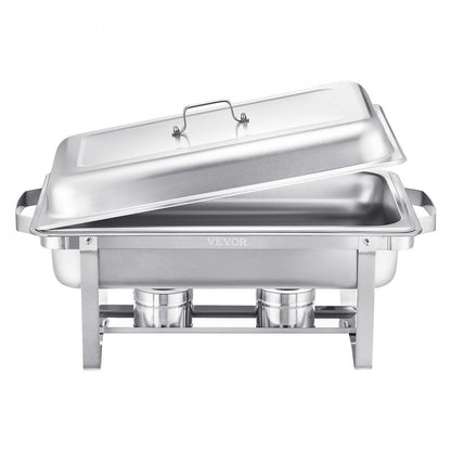 VEVOR 8 Qt 2 Pack Rectangle Chafing Dish Buffet Set Fullsize Pan Stainless Steel
