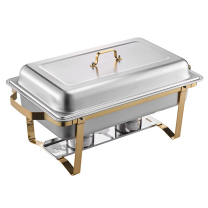VEVOR 8 Qt 4 Pack Rectangle Chafing Dish Buffet Set Full-Size & Half-Size Pans
