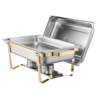 VEVOR 8 Qt 4 Pack Rectangle Chafing Dish Buffet Set Full-Size & Half-Size Pans
