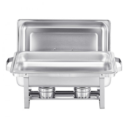 VEVOR 8 Qt 4 Pack Rectangle Chafing Dish Buffet Set Fullsize Pan Stainless Steel