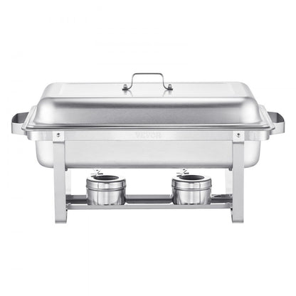 VEVOR 8 Qt 6 Pack Rectangle Chafing Dish Buffet Set Fullsize Pan Stainless Steel