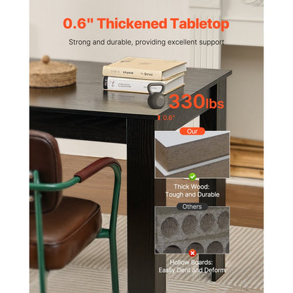 VEVOR 63in Rectangle Dining Table Wood Kitchen Table for 4-6 Person (Only Table)